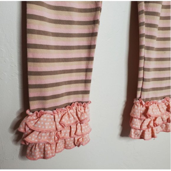 Matilda Jane Happy and Free Taffy Pull Leggings Size 6 stripes dots ruffles - Picture 2 of 5